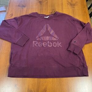 Reebok Womens XXL‎ Pullover Crewneck Sweatshirt Logo Maroon Athleisure Casual